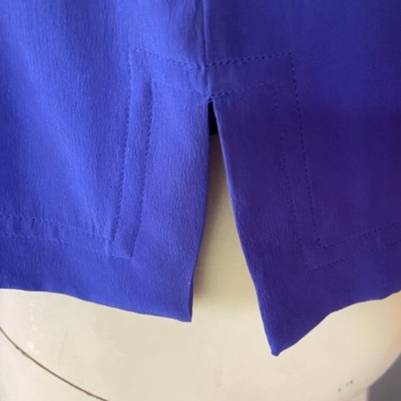 Vintage LIZ CLAIBORNE SILK BLOUSE Royal Blue, Short Sleeve, Petite Collection 4 - Picture 7 of 7
